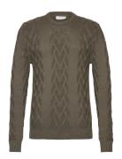 Cable O-Neck Knit Khaki Lindbergh