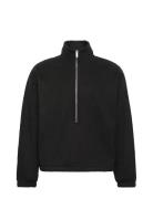 Polar Fleece Rib Mock Neck Qtr Z Black Calvin Klein