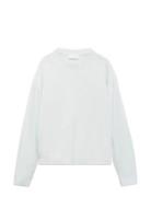 Decorative Seams Cotton Sweater Blue Mango