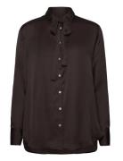 Rwmessina Ls Bow Shirt Brown Rosemunde