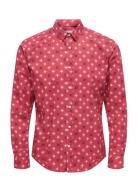 Onself Xmas Aop Slim Poplin Ls Shirt Red ONLY & SONS