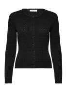 Rwdarcy Ls Pointelle Cardigan Black Rosemunde