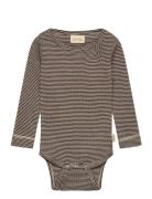 Ppdante Body L/S Merino Wool Striped Brown Petit Piao
