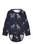 Bamboo Body L.s Beige Panda Navy Geggamoja