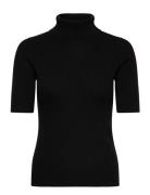 Turtleneck Rib T-Shirt Black Davida Cashmere