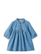 Organic Denim Dress W. Puff Sleeves Blue Copenhagen Colors