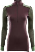 Aclima Women's WoolNet Hybrid Mock Neck Fudge / Dill / Olive Night