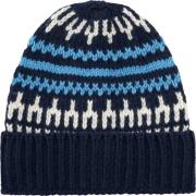 Knowledge Cotton Apparel High Wool Beanie With Pattern Blue Stripe