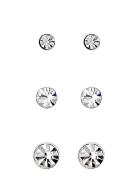 Millie Crystal Earrings, 3-In-1 Set, Silver-Plated Accessories Jewelle...