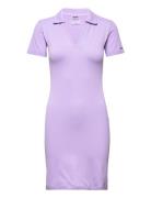 Ribbed Seamless Polo Dress Kort Kjole Purple AIM'N