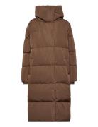 Objlouise Long Down Jacket Fôret Kåpe Brown Object