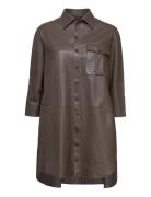 Chili Thin Leather Dress Kort Kjole Brown MDK / Munderingskompagniet