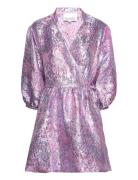 Aya Jacquard Dress Kort Kjole Purple Noella