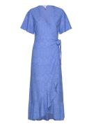 Objfeodora S/S Wrap Dress 127 Maxikjole Festkjole Blue Object