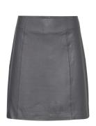 Slfnew Ibi Mw Leather Skirt B Noos Kort Skjørt Grey Selected Femme
