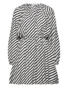 Zigzag Gathered Short Dress Kort Kjole Black Tommy Hilfiger