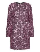 Slfcolyn Ls Short Sequins Dress B Kort Kjole Pink Selected Femme