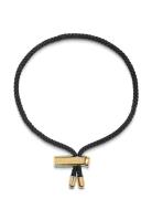 Men's Black String Bracelet With Adjustable Gold Lock Armbånd Smykker ...