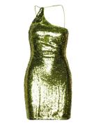 Asymmetric Sequin Dress Kort Kjole Green Mango