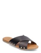 Pcvuma Leather Sandal Flate Sandaler Black Pieces
