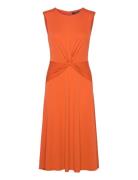 Twist-Front Jersey Dress Knelang Kjole Orange Lauren Ralph Lauren