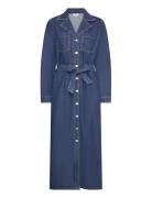 Objzofia L/S Denim Shirt Dress 131 Knelang Kjole Blue Object