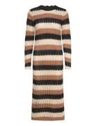 Objwasi L/S O-Neck Knit Dress 131 Knelang Kjole Brown Object