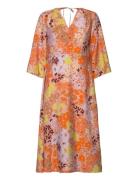 Dress Ada Floral Knelang Kjole Orange Lindex