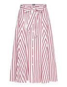 Striped Cotton A-Line Skirt Knelangt Skjørt Red Polo Ralph Lauren