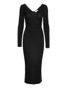 Iconic Rib Cut Out Midi Dress Knelang Kjole Black Calvin Klein