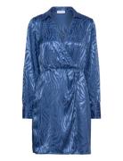Visatabu L/S Shirt Wrap Dress / B Knelang Kjole Blue Vila