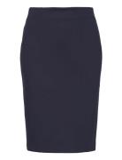 Pencil Skirt With Rome-Knit Opening Knelangt Skjørt Navy Mango