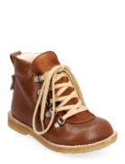 Boots - Flat - With Lace And Zip Vinterstøvletter Med Snøring Brown AN...