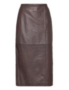 Sljoselyn Skirt Knelangt Skjørt Brown Soaked In Luxury