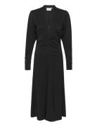 Brinagz Midi V-Neck Dress Knelang Kjole Black Gestuz