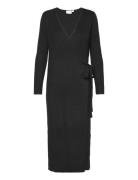 Vicomfy L/S Wrap Knit Dress/Su - Noos Knelang Kjole Black Vila