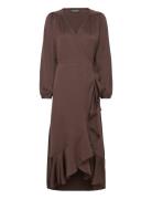 Slkarven Dress Ls Knelang Kjole Brown Soaked In Luxury