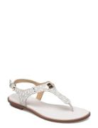 Mk Plate Thong Flate Sandaler White Michael Kors