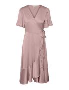 Yasthea 2/4 Midi Wrap Dress S. Noos Knelang Kjole Pink YAS