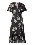 Objissy Papaya S/S Midi Wrap Dress 127 Knelang Kjole Black Object