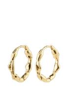 Zion Recycled Organic Shaped Medium Hoops Gold-Plated Accessories Jewe...