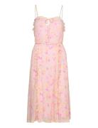 Recycled Chiffon Strap Dress Knelang Kjole Pink Rosemunde