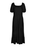 Vmmymilo Ss 7/8 Dress Wvn Ga Knelang Kjole Black Vero Moda