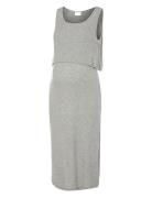 Mlbrynja June S/L Jrs Midi Dress 2F Knelang Kjole Grey Mamalicious