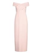 Crepe Off-The-Shoulder Gown Maxikjole Festkjole Pink Lauren Ralph Laur...
