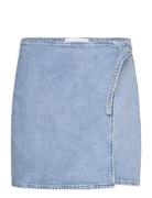 Buckle Wrap A-Line Denim Skirt Kort Skjørt Blue Calvin Klein Jeans