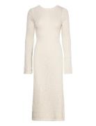 Knitted Bouclé Dress Knelang Kjole White Gina Tricot