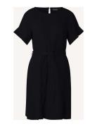 Meghan Linen Dress Knelang Kjole Black Lexington Clothing