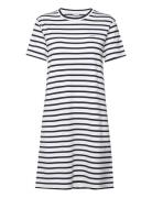 Striped Ss T-Shirt Dress Knelang Kjole Navy GANT
