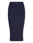 Cecina Rib Knit Skirt Knelangt Skjørt Navy Tamaris Apparel